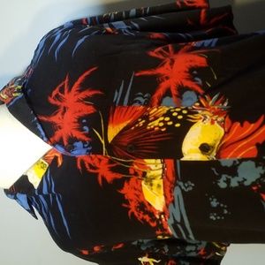 BRITTANIA SHIRT Short Sleeve Size M Vibrant Vintage Tropical Print